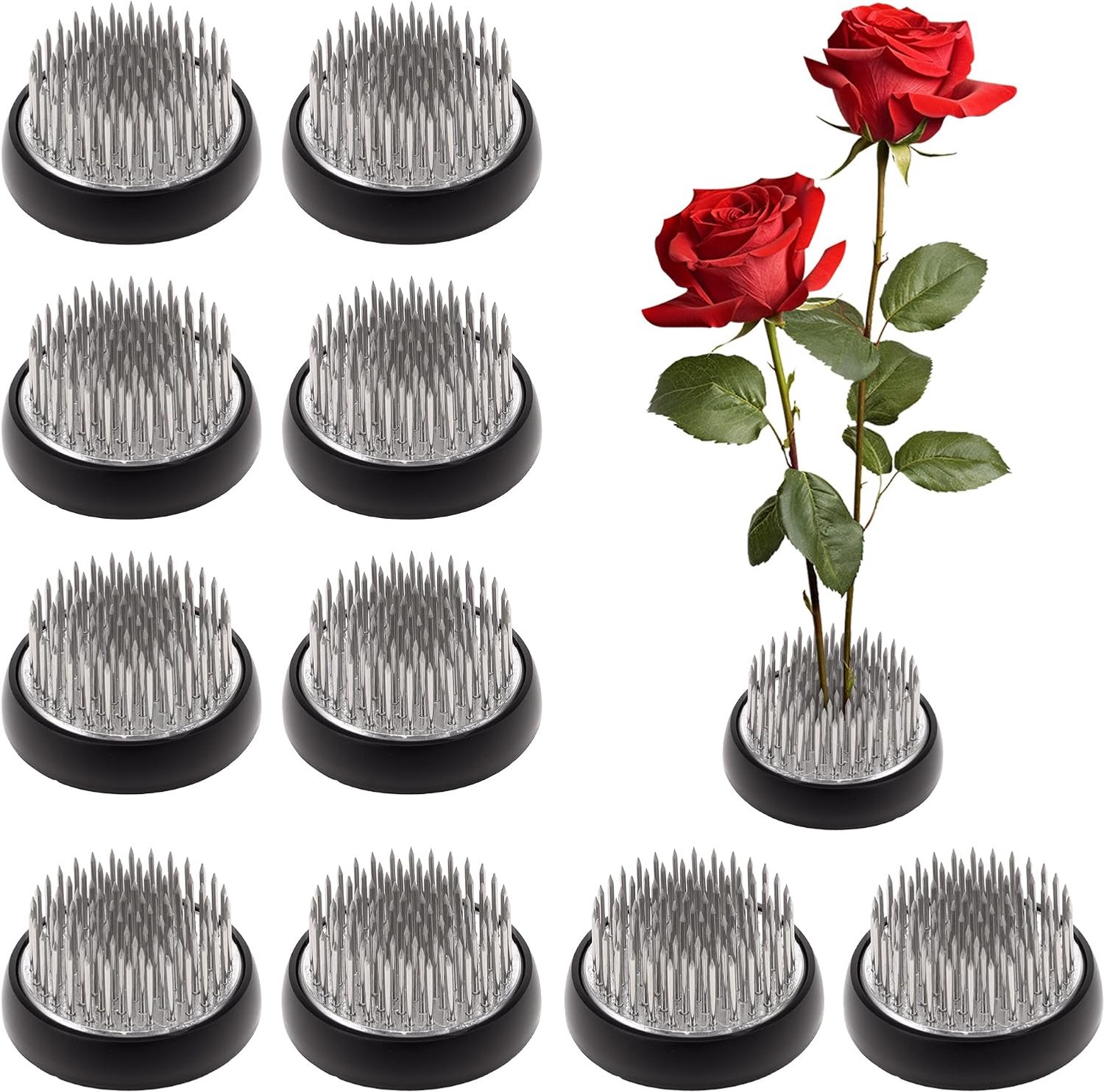 Folmywy 10Pcs Flower Frogs Kenzan Japanese Metal Flower Frog Stem Holder 1.57 Inch For Arrangements Vase Solid Flowers - ShopVlot