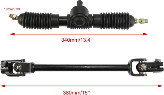 PRO BAT 300mm/11.8'' Stuurwiel Staal Kit 320mm/12.6'' Gear Rack Pinion Verstelbare As Set Vervanging voor 110cc Go Kart Golf Buggy UTV van pro — afbeelding 4