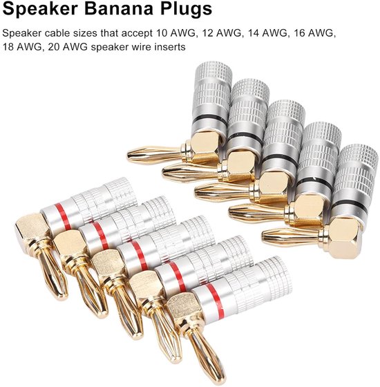 10 Stuks Haakse Banaanstekkers, 24K Vergulde Aluminium Behuizing — afbeelding 4