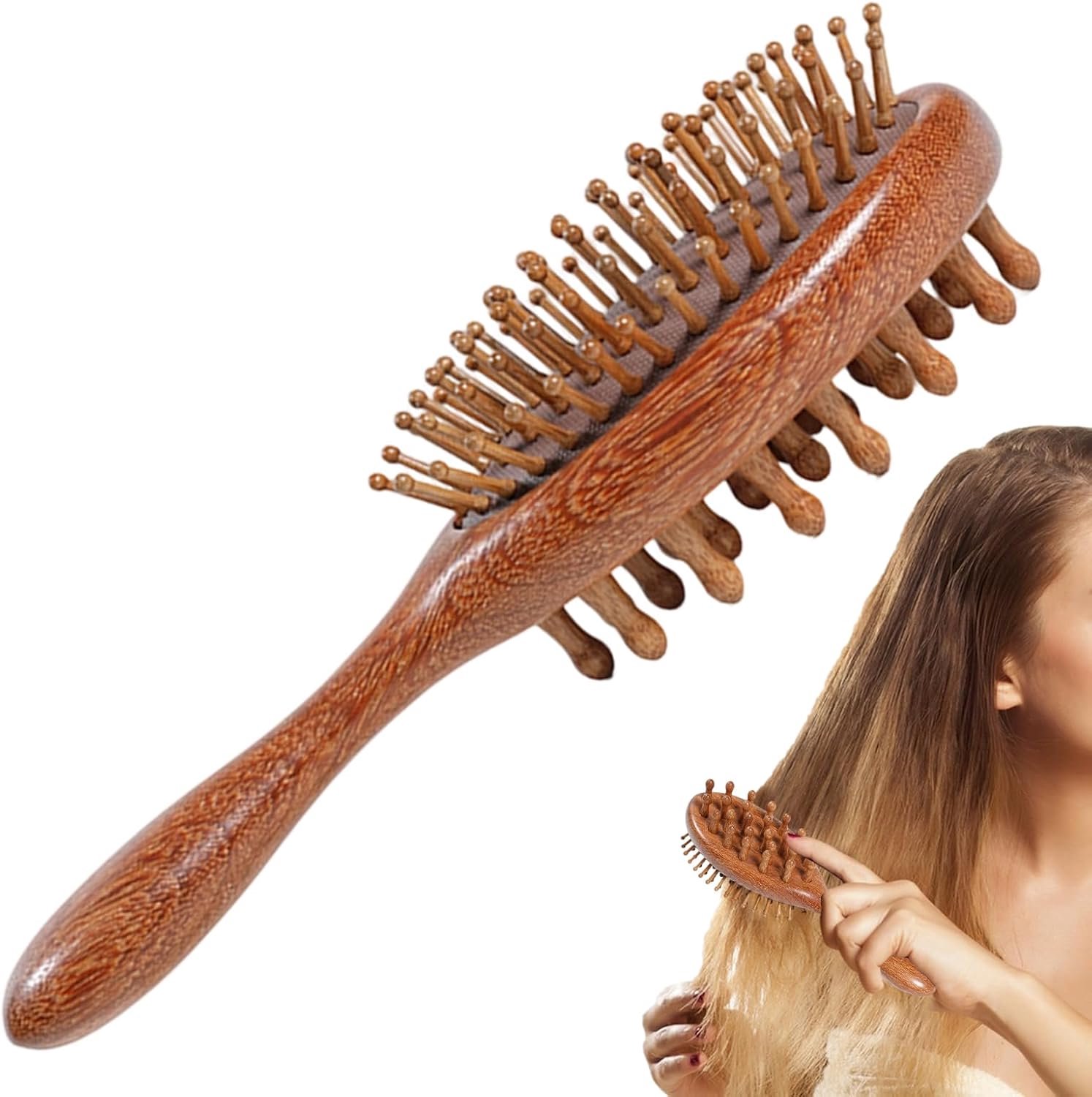 Haarkam, kapperskam met antislip handgreep, massagekam voor vrouwen, voor thuis, woonkamer, hotel, slaapkamer, lange reizen, mannen, vrouwen en meisjes
