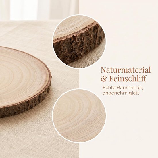 5 stuks houten schijven, diameter 26-30 cm, 20 mm dik, ronde boomschijven met schors, ronde houten plaat, zonder gat voor tafeldecoratie, knutselen, kerstdecoratie, bruiloft — afbeelding 3