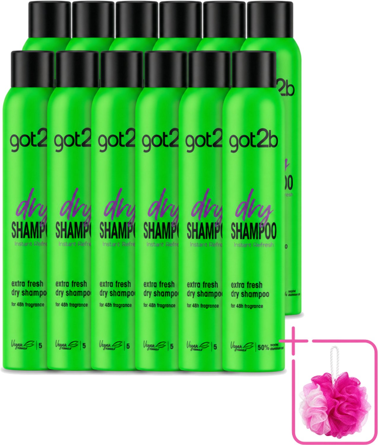 12 x Got2B - Droogshampoo - Extra Fresh - 200 ml - Bulkverpakking - Droog haar - Douchemop - Fris haar