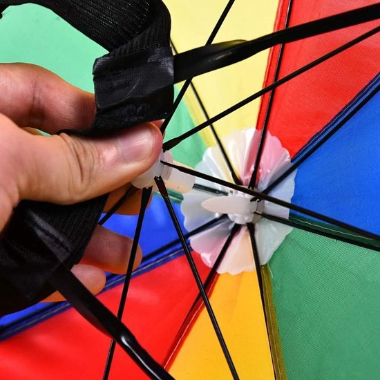 3 stuks regenboogparaplumutsen met elastische band, handsfree, grappige strandfeestmutsen, verstelbare maat, geschikt voor alle leeftijden, kinderen, mannen en vrouwen — afbeelding 3