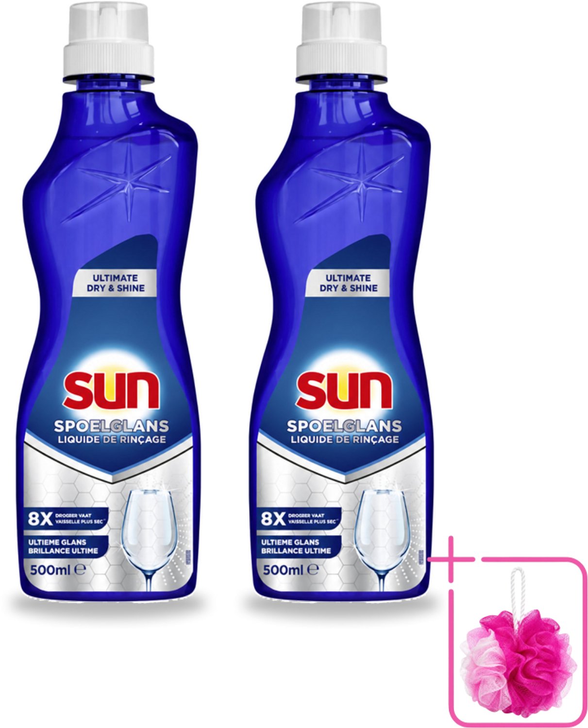 2 x Sun - Spoelglansmiddel - Dry & Shine - 500 ml - Bulkverpakking - Spoelglansmiddel - Douchemop - Vaatwasser