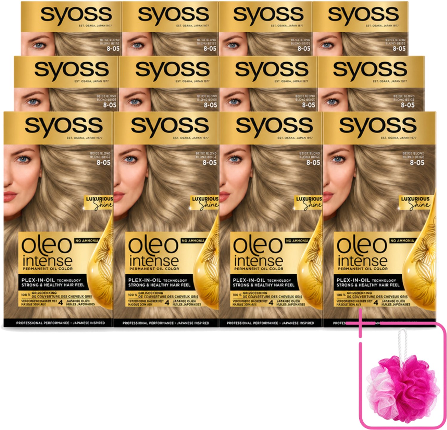 12 x SYOSS - Oleo Intense 8-05 Beige Blond - Haarverf - Zonder Ammoniak - Grijsdekking - Langdurige Kleur - Bulkverpakking - Haarkleuring - Douchemop - Haarkleur