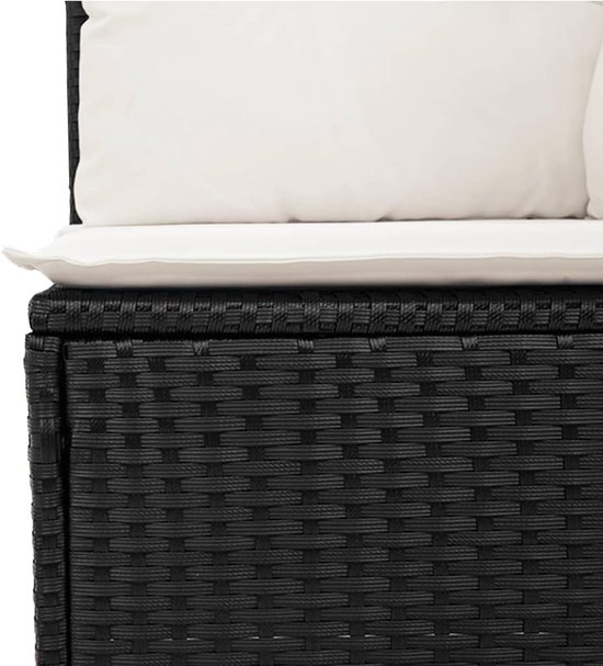Poly rattan onderhoudsarm tuin loungeset comfortabel zwart crème — afbeelding 2