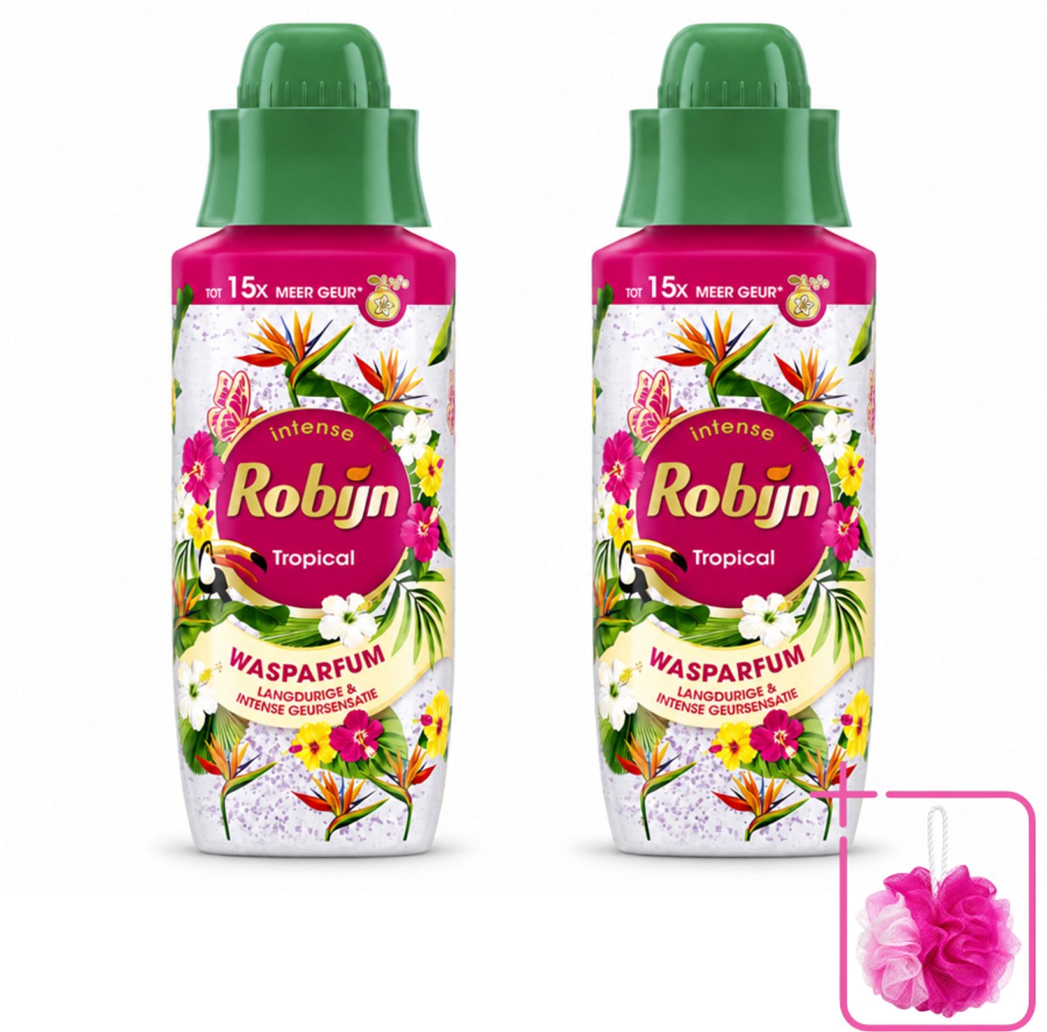 2 x Robijn – Wasparfum – Tropical – 342 ml - Bulkverpakking - Wasparfum - Douchemop - Tropisch