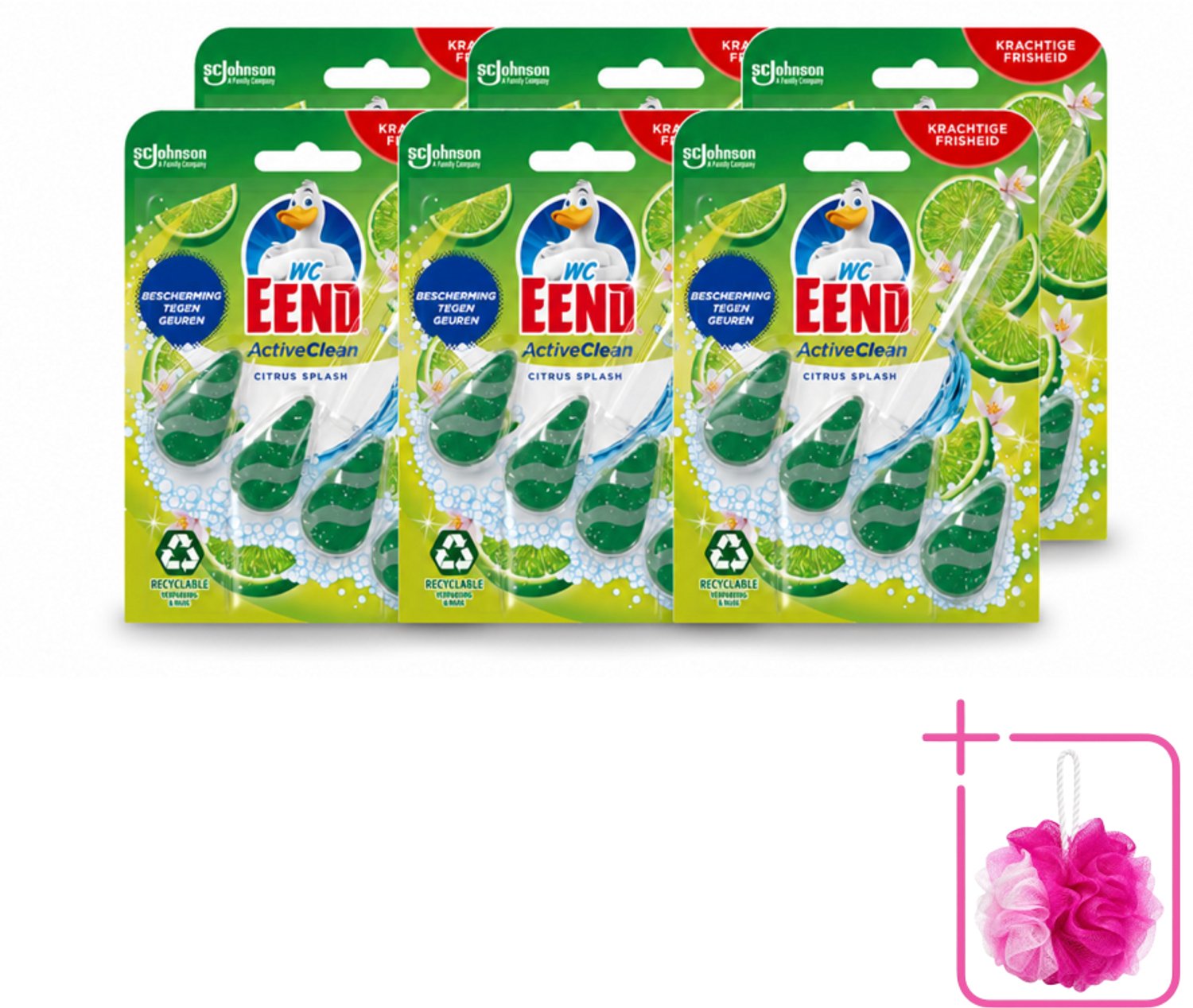 6 x WC Eend – Toiletblok – Active Clean – Citrus – 38 g - Bulkverpakking - Toiletblok - Douchemop - Toilet reinigen