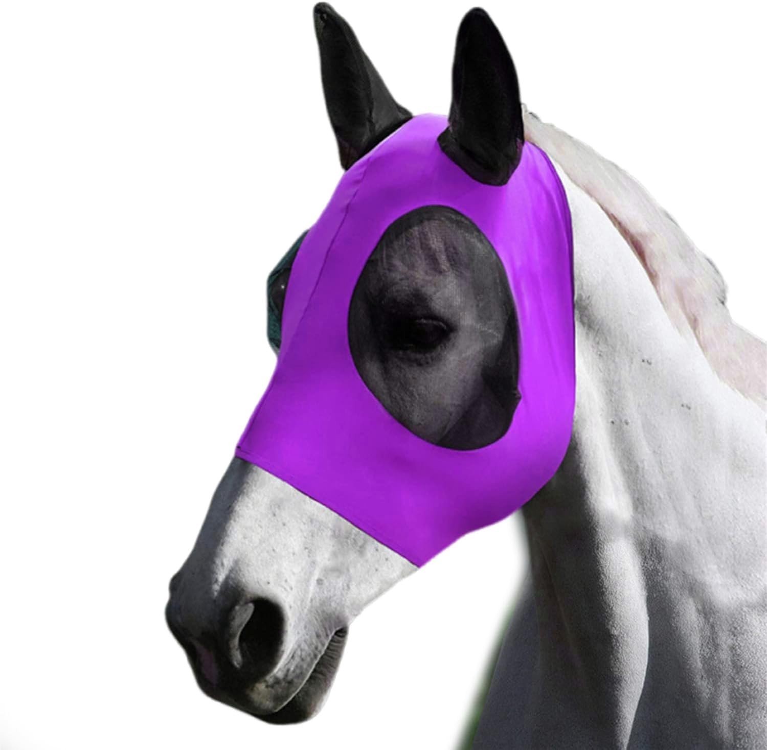 Comfortabel Vliegendek voor Paarden met Ruimte voor Ogen en Oren - UV Bescherming, Ademend en Zacht Paardenmasker, Paardenaccessoires in Paars