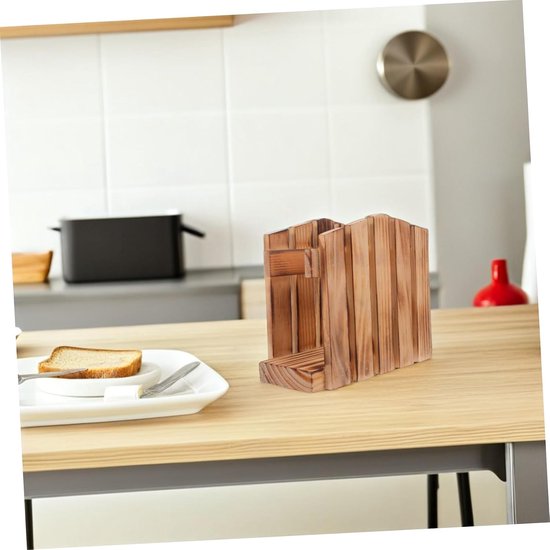 Vintage Houten Servethouder: Papieren Handdoekhouder Met Antislip Pads. Boerderijkeukendecoratie Voor Eettafel, Aanrecht En Koffiebar. — afbeelding 2