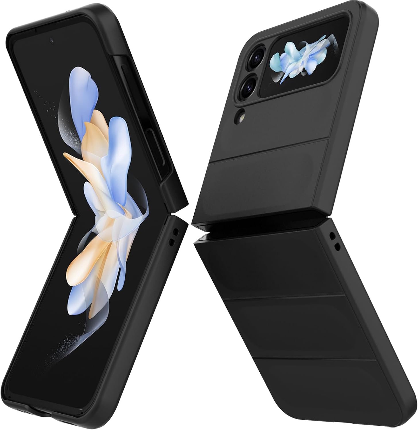 Hoesje voor Samsung Galaxy Z Flip 4, Anti-val Airbag Ontwerp Siliconen Case, Schokbestendige Beschermhoes met Microvezel Voering, Zwart