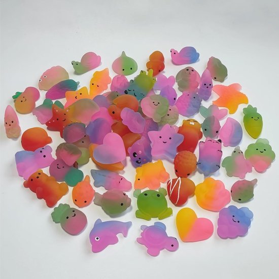50 stuks (willekeurige levering) Mochi Squishy in kleurverloop, stressverlichting, knijp fidget speelgoed, beloningen in de klas, goody bag vuller, cadeaus voor Kerstmis, verjaardagscadeaus — afbeelding 2