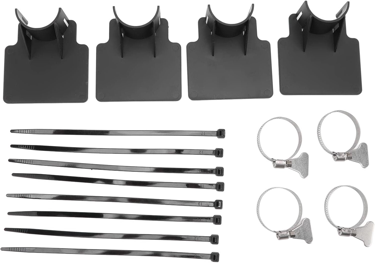 Zwembadpijphouder RVS slangklem ABS kunststof Verstelbare zwembadslang steunbeugel voor zwembaden Hot Tubs badkuipen 4 sets 8 x 8 x 3,7 cm (Zwart)