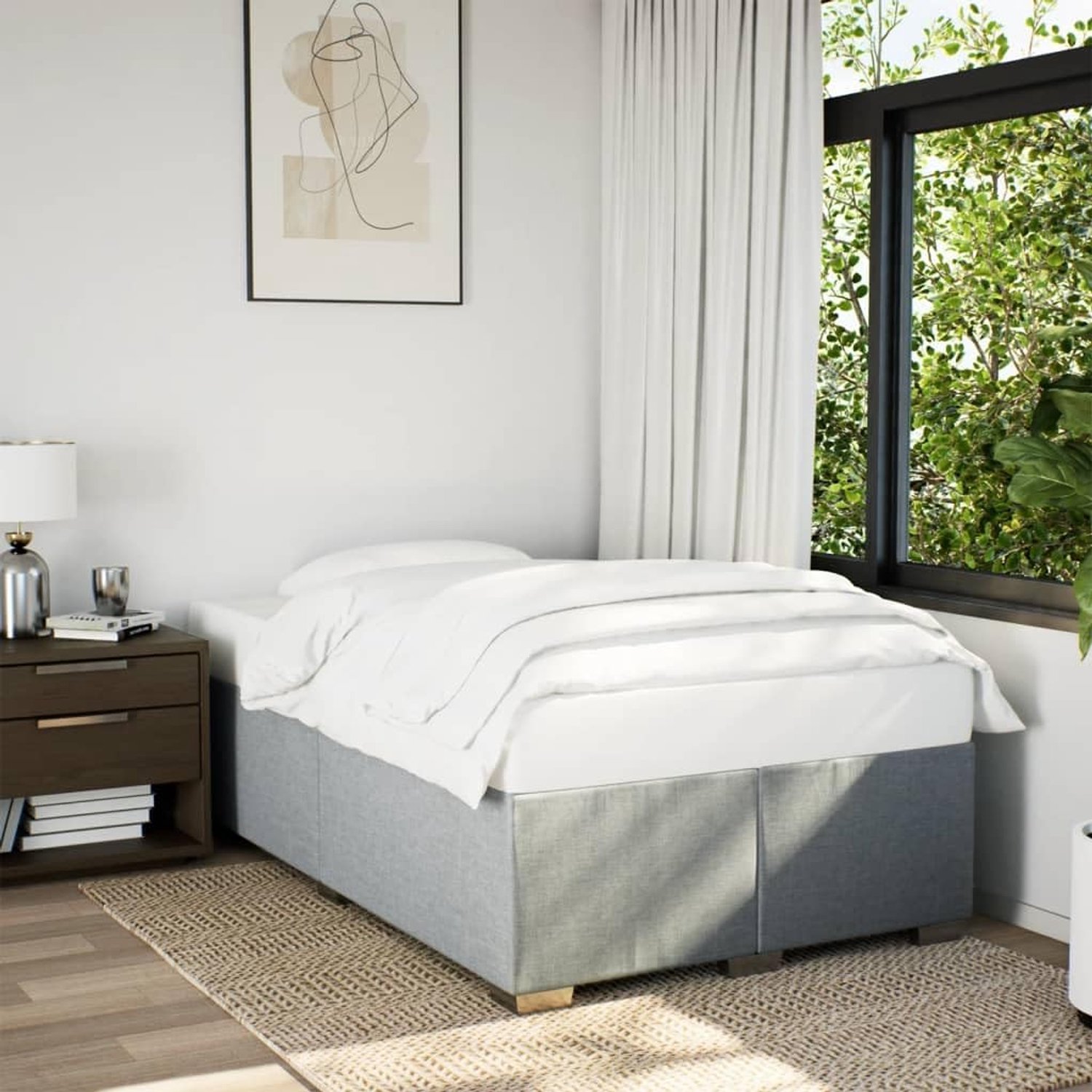 polyesterweefsel bedframe met lattenbodem 120x190 cm lichtgrijs