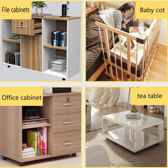 4 stuks kinderwiegwiel in rubberen zwenkwiegwielen 2 inch meubelwiel met rem, babybedje wielaccessoires, belasting 100 kg, dubbel wiel, stil, met U-beugel (25 mm/1 inch) 25 mm/1 inch (kleur: 20 mm/0,8 — afbeelding 4