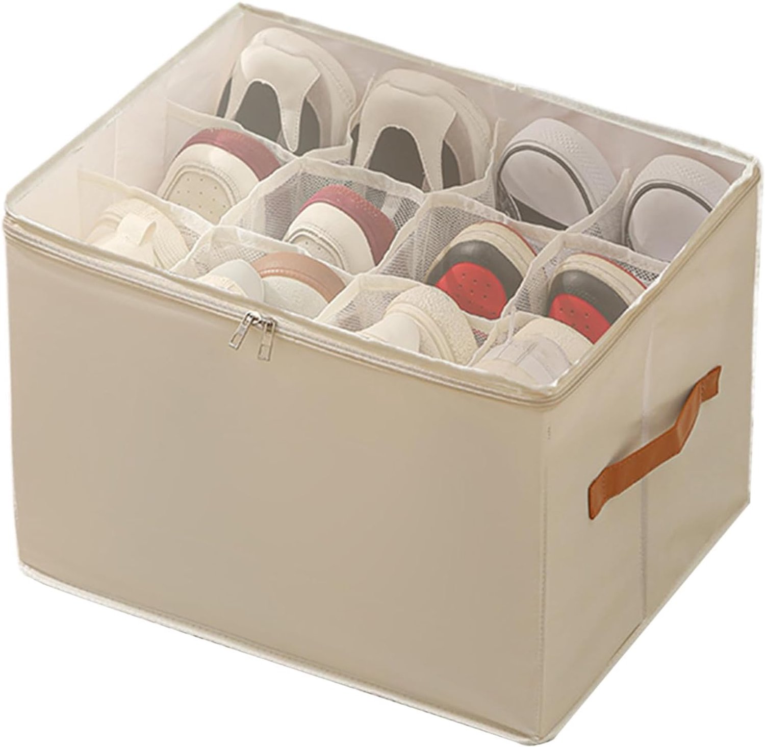 Schoeisel Organizer - Schoenentas, Partitie Sorteerbak | Transparante Deksel Display Organisatie Oplossing Lichtgewicht Grip Handvat Frame Voor Appartement Hal Kast Lounge Area