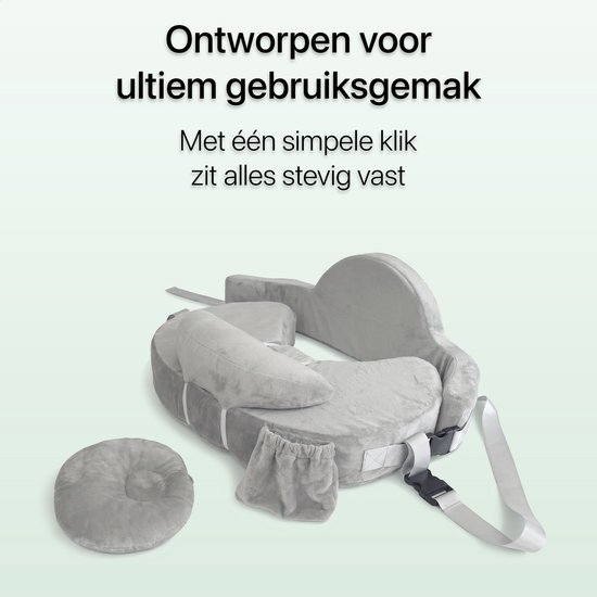 BimbelBoo® Voedingskussen - Afneembare hoes - Grijs - Borstvoedingskussen — afbeelding 5