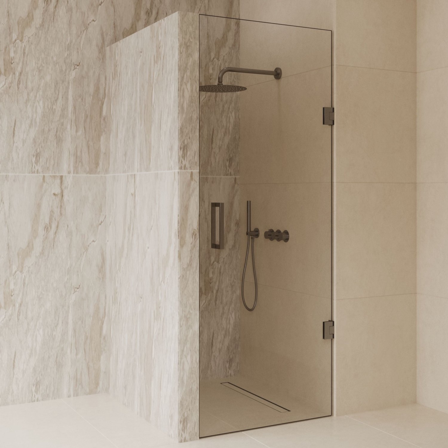 Sanitado Dalis Nisdeur Helder Glas Gunmetal Profielen 100x200 cm