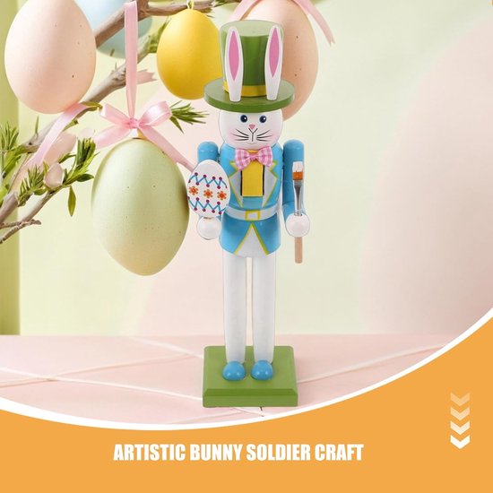 2 Stuks Delige Houten Paashaas Notenkraker Figuren Lente Paastafelstuk Decoratie Stevige Houten Nutcracker Centerpiece voor Feestelijke Eetkamer — afbeelding 2