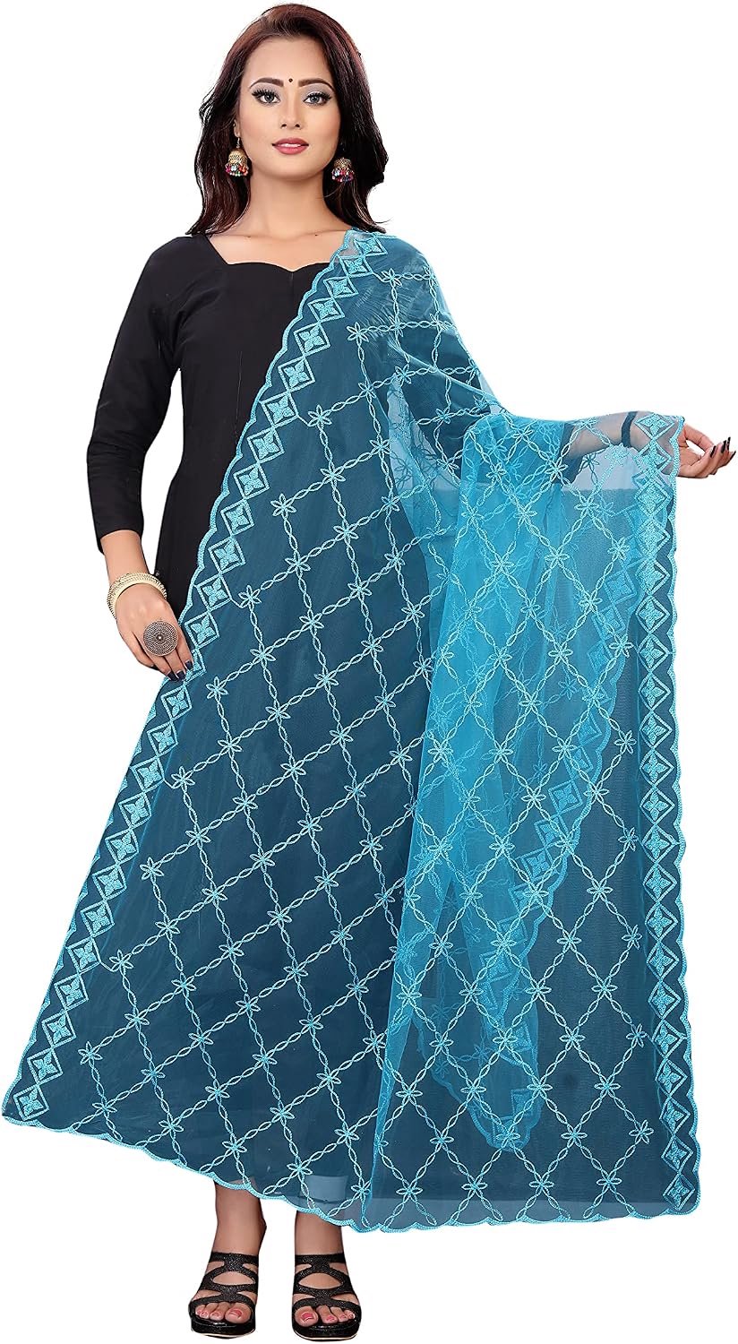 Netsjaal voor dames, sjaals en wikkels, voor avondjurk, bruiloft en speciale gelegenheden, strandbadpak cover-up, Lichtblauw
