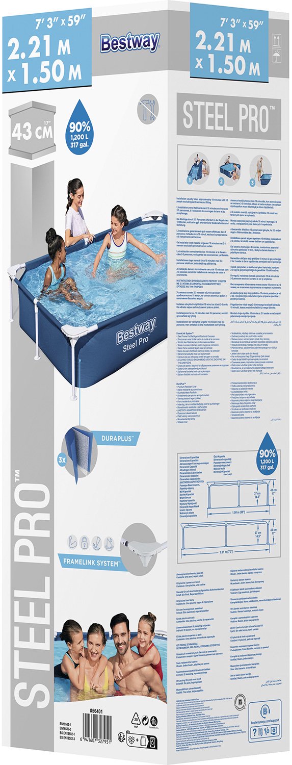Bestway Steel Pro Piscine - 221x150x43 cm