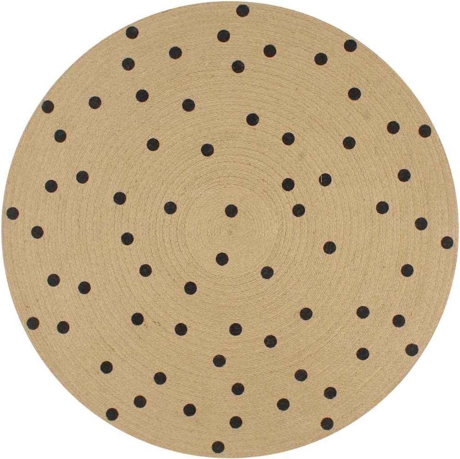 Handgemaakt jute tapijt met stippenpatroon, 120 cm, gevlochten