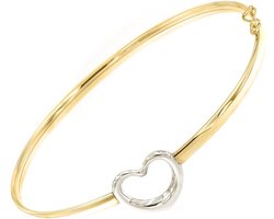 forme di Lucchetta - Armband van 9 karaat geelgoud (17,5 cm) met hart van witgoud