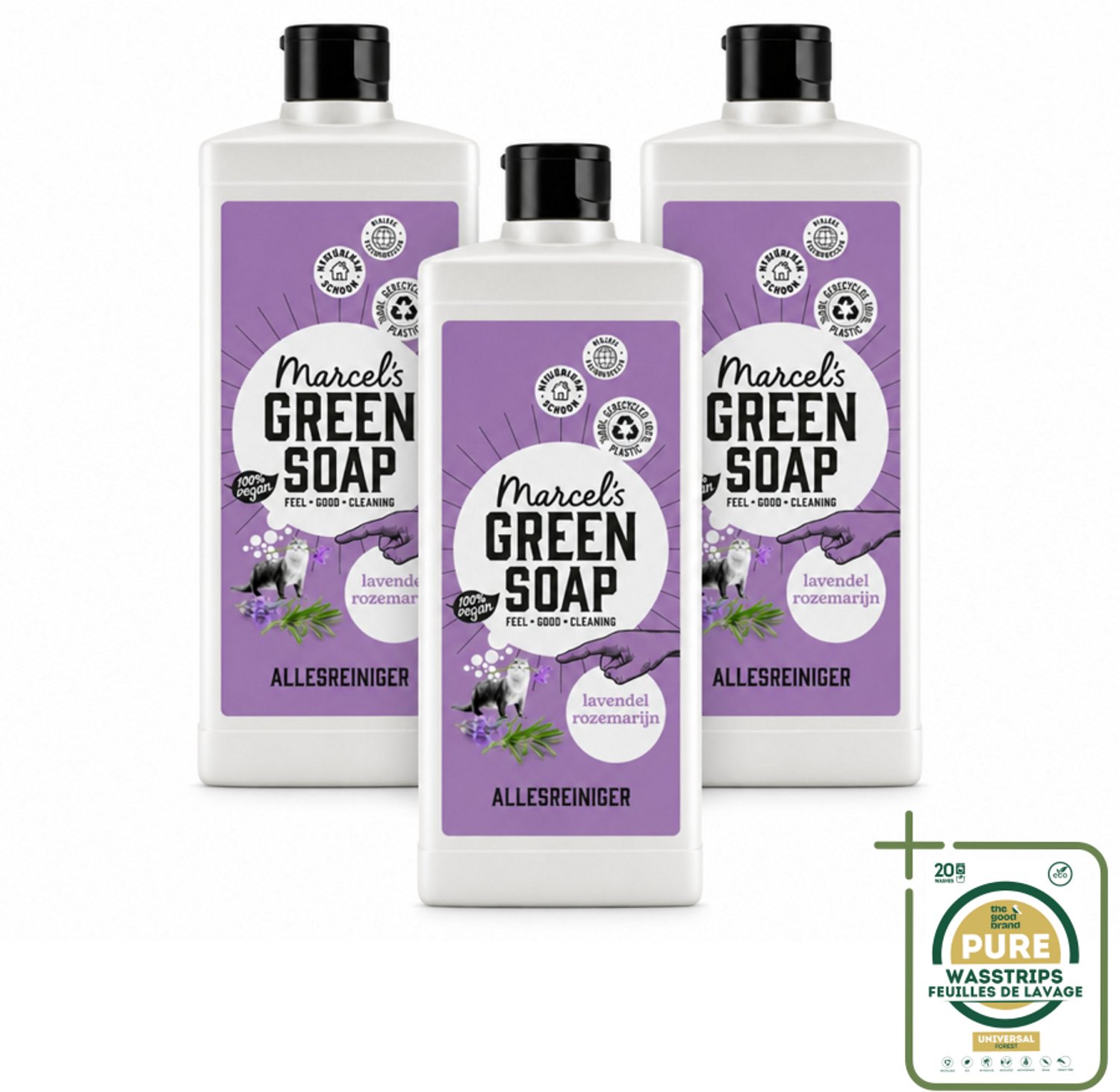 3 x Marcel's Green Soap - Allesreiniger - Lavendel & Rozemarijn - Natuurlijk & effectief - 750 ml - Wasstrips - Allesreiniger - Natuurlijke Reiniger - Reinigingsmiddel - Huishoudelijke Reiniger - Reinigen