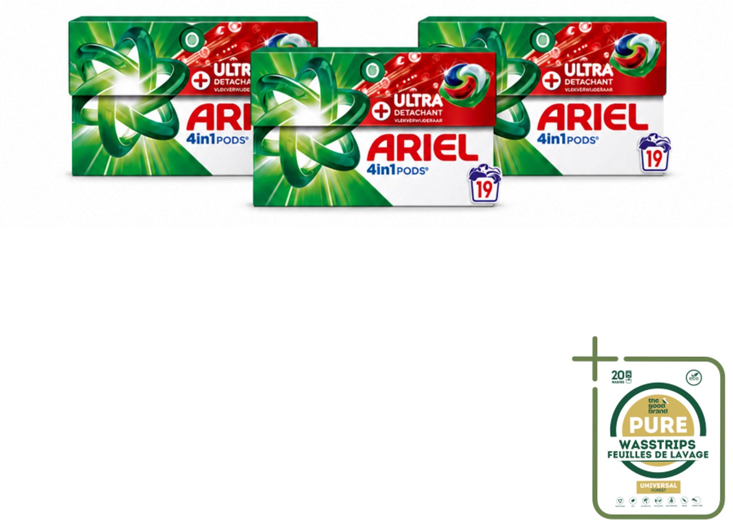 3 x Ariel - 4in1 Wasmiddel Pods - Ultra Vlekverwijderaar - 19 Pods - Wasstrips - Wasmiddel - Vlekverwijderaar - 4in1 Wasmiddel - Pod Wasmiddel - Ultra Vlekverwijderaar