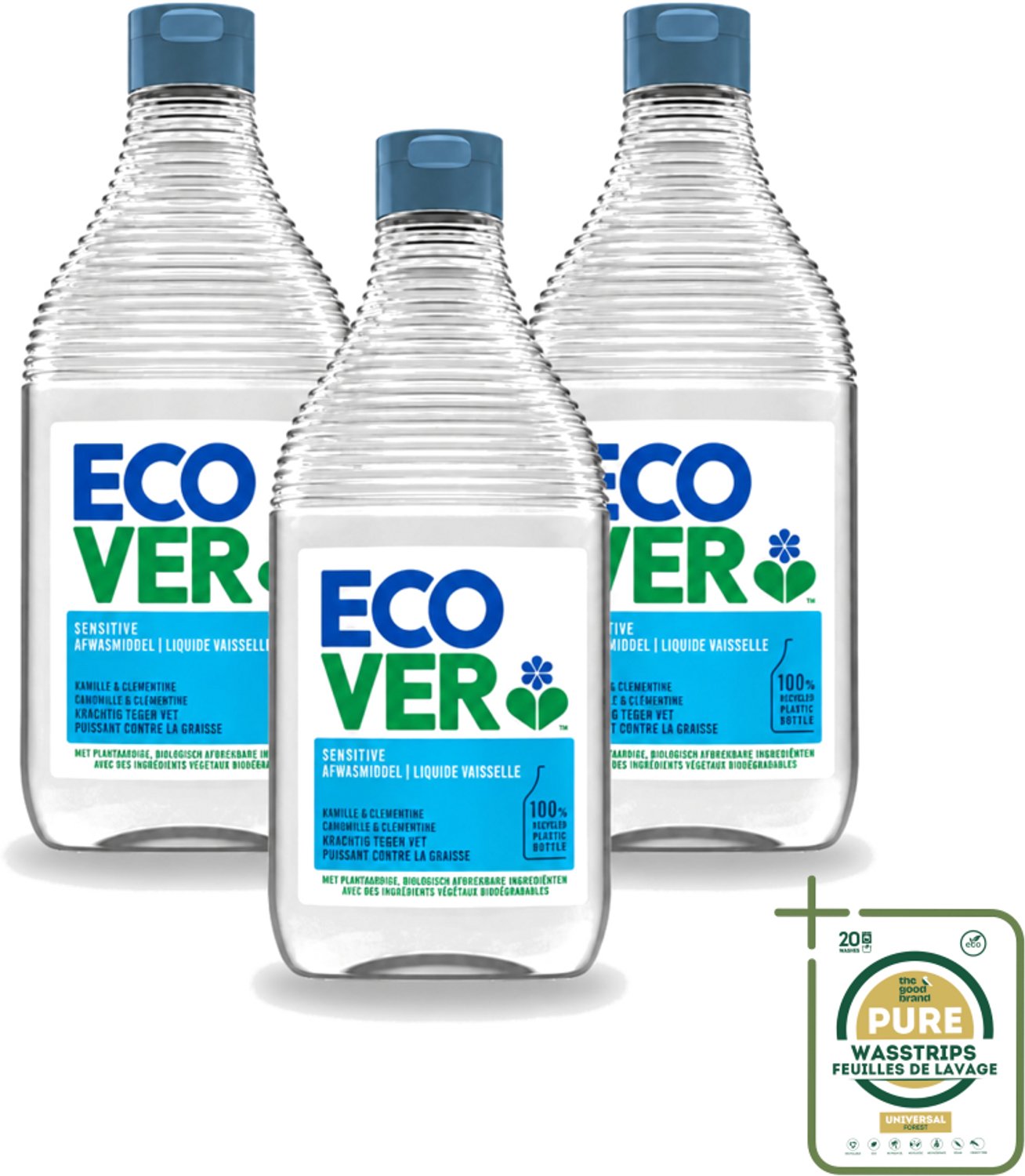 3 x Ecover - Afwasmiddel - Kamille & Clementine - 950 ml - Afwasmiddel Kamille En Clementine - Plantaardig Afwasmiddel - Biologisch Afbreekbaar - Duurzaam Afwasmiddel - Zacht Voor De Huid