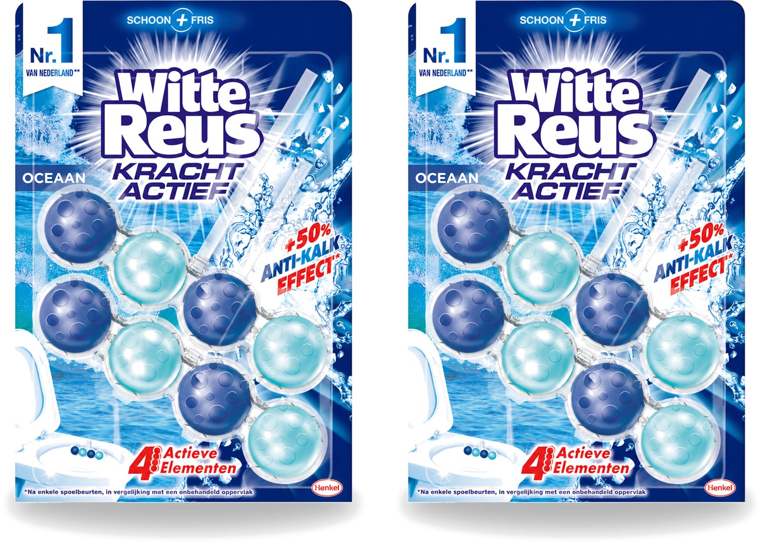 2 x Witte Reus - Kracht Actief WC Blok - Oceaan Boost - 2 Toiletblokken - Voordeelverpakking - 2 stuks