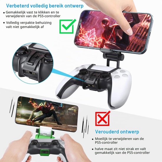 PS5 OIVO Controller en mobiele telefoonhouder, clip houder met verstelbare klem voor Sony PlayStation 5 — afbeelding 3