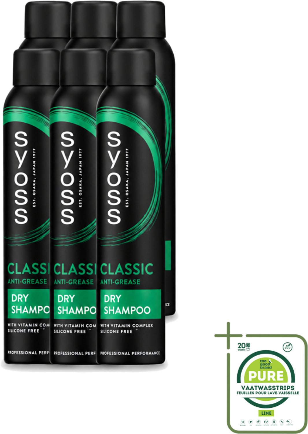 6 x SYOSS - AntiGrease Droogshampoo - Shampoo - Langdurige Styling - 200ml - Grootverpakking - Vaatwasstrips - Droogshampoo - Vetvrij Haar - Fris Haar - Vetabsorptie - Haar Verzorging