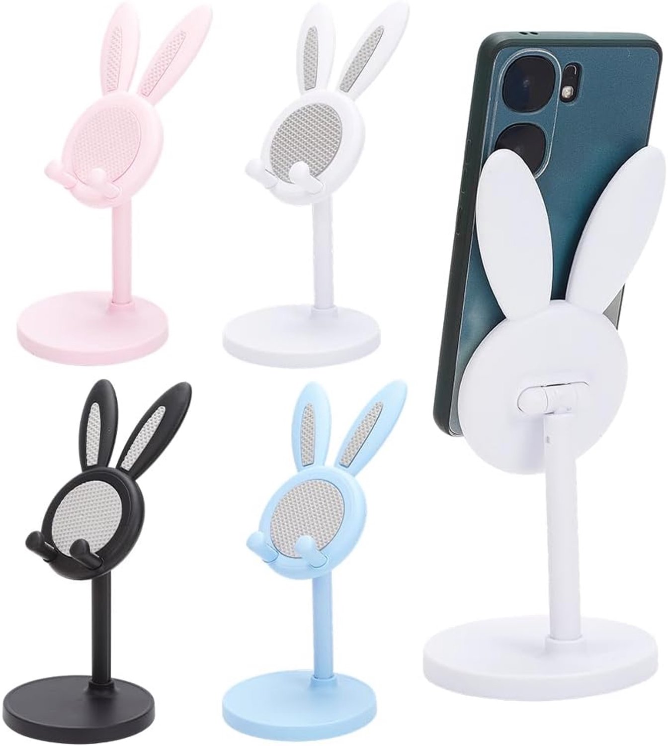 4 Stks 4 Kleuren Leuke Telefoon Stands, Verstelbare Bunny Telefoon Stand voor Bureau voor Bureau Tafel Kantoor - ShopVlot
