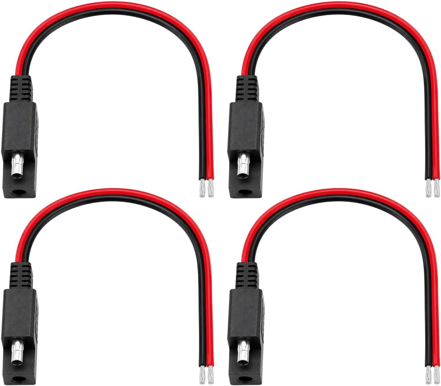 SAE-stekker, 4 stuks, 14 AWG-aansluitkabel, SAE-kabelverlenging voor 12 V-24 V, SAE-adapter met 30 cm zuivere koperen - ShopVlot