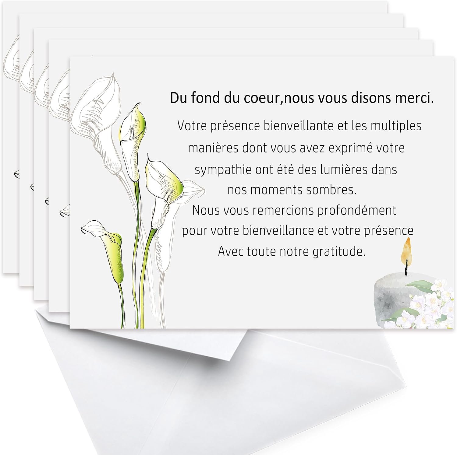 50 pieces – thank you cards – mourning cards – condolence cards – death – 50 cards with 50 envelopes – funeral - ShopVlot