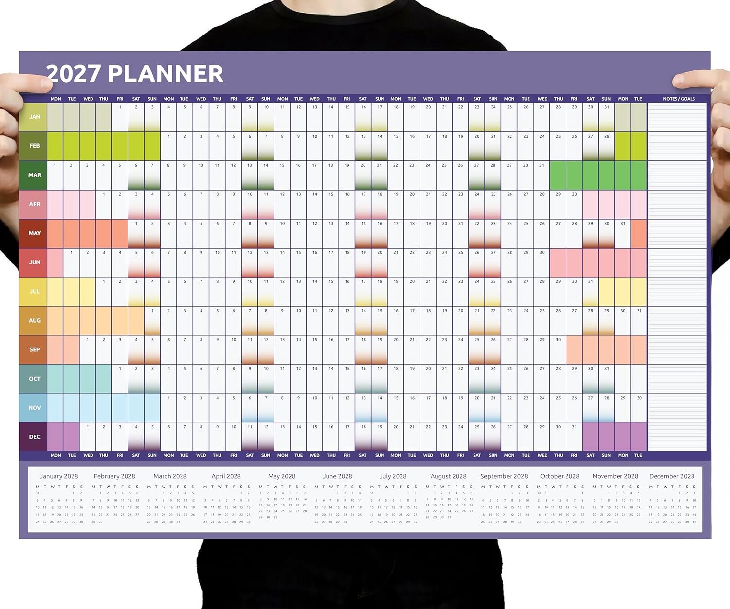2021 Wall Calendar Family Planner Easy View Monthly Organizer Marble & Rose Gold - ShopVlot