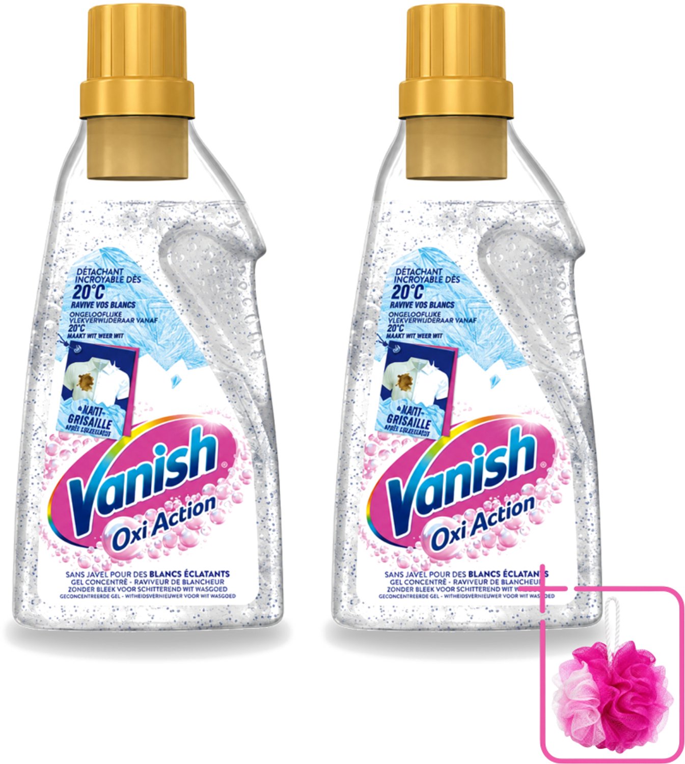 2 x Vanish – Wasbooster Gel – Oxi Action Whitening – 750 ml - Bulkverpakking - Wasbooster - Douchemop - Witte was