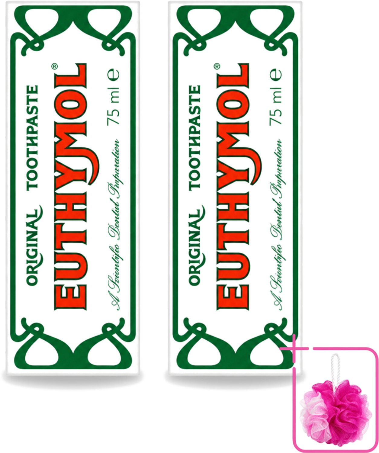 2 x Euthymol – Tandpasta – Original Dentifrice – 75 ml - Bulkverpakking - Tandpasta - Douchemop - Thymol