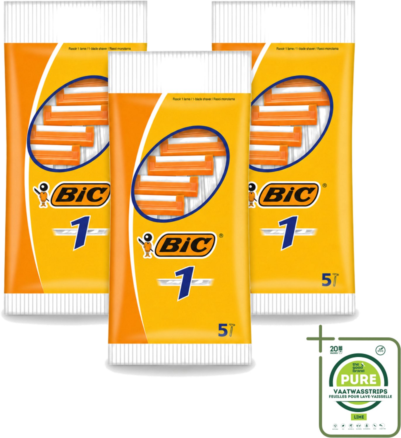 3 x Bic - Scheermesjes - Enkel Mesje - Wegwerpmesjes - 5 Scheermesjes - Grootverpakking - Scheermesje - Wegwerpscheermesje - Enkel Mesje - Roestvrijstalen Mesje - Chroomcoating
