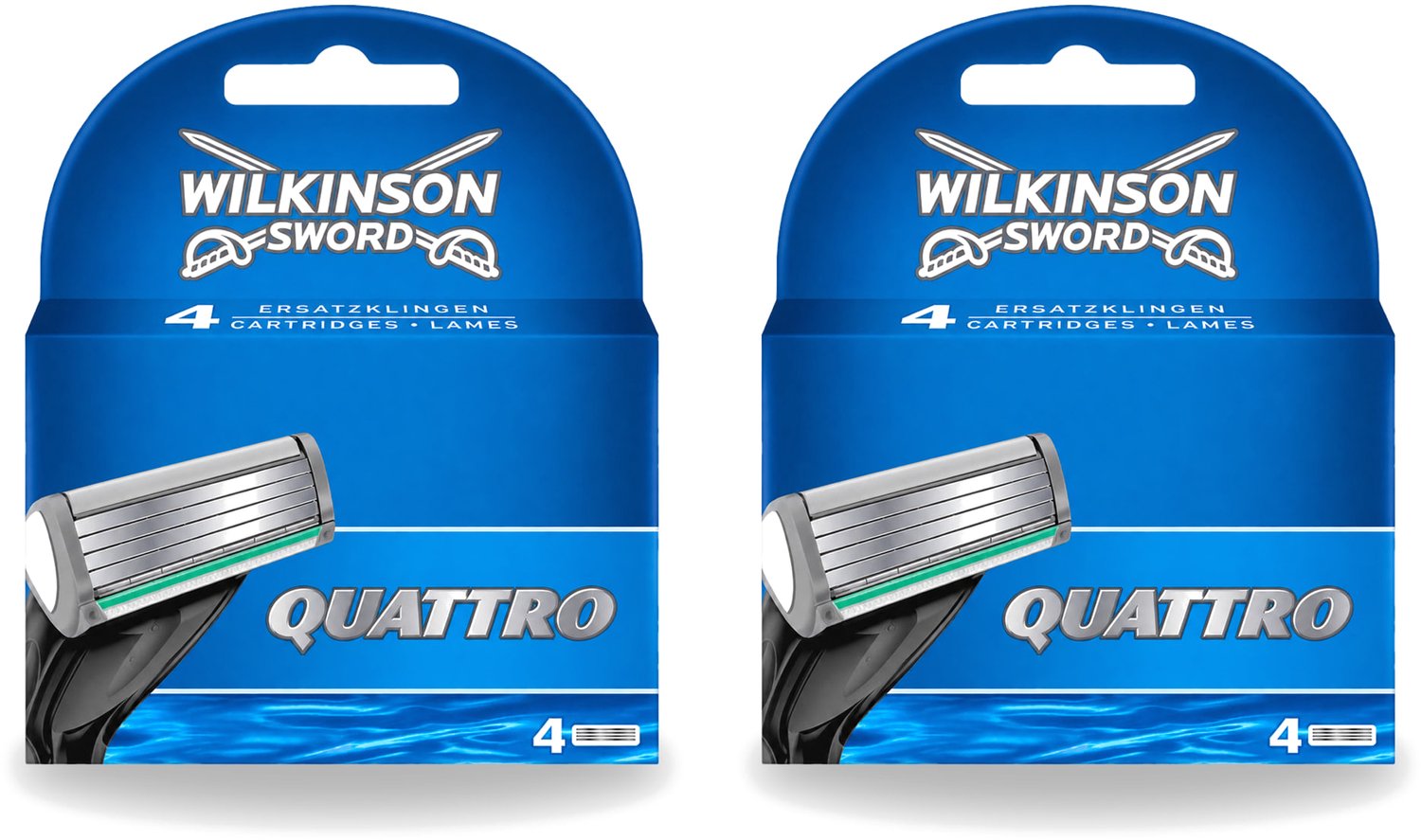 2 x Wilkinson - Navulmesjes Quattro - Met Precisietrimmer - 4 scheermesjes - Voordeelverpakking - 2 stuks
