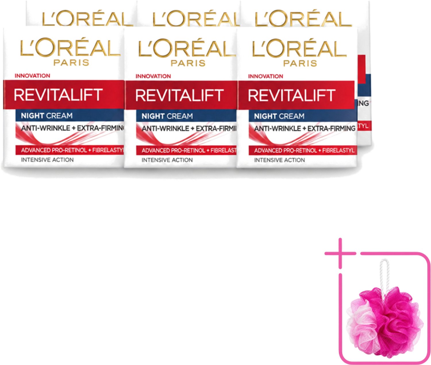 6 x L'Oréal Revitalift - Nachtcrème - Anti-Rimpel - Hydraterend en Verstevigend - 50 ml - Bulkverpakking - Anti-rimpel crème - Nachtcrème anti-aging