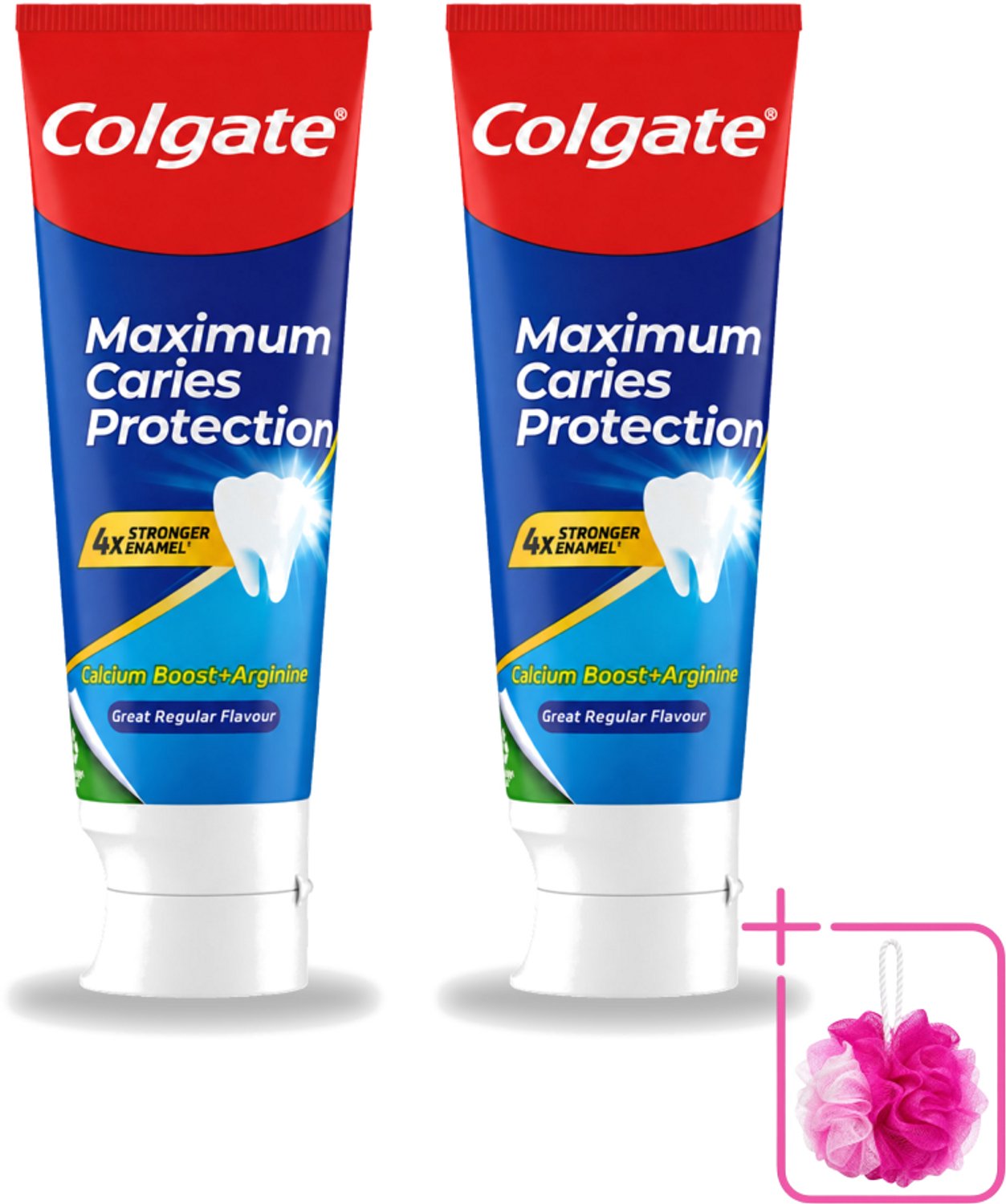 2 x Colgate - Carries Protection - Met Calcium - Tandpasta - 75ml - Bulkverpakking - Tandpasta tegen gaatjes - Douchemop - Tandbederf bescherming
