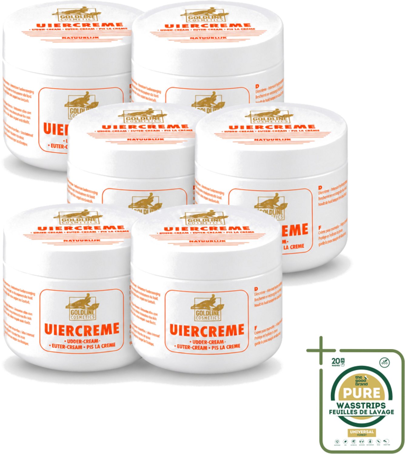 6 x Goldline - Uiercrème - Huidverzorging - Intensief Hydraterend - 250 ml - Wasstrips - Uiercrème - Huidverzorging - Hydratatie - Droge Huid - Gevoelige Huid