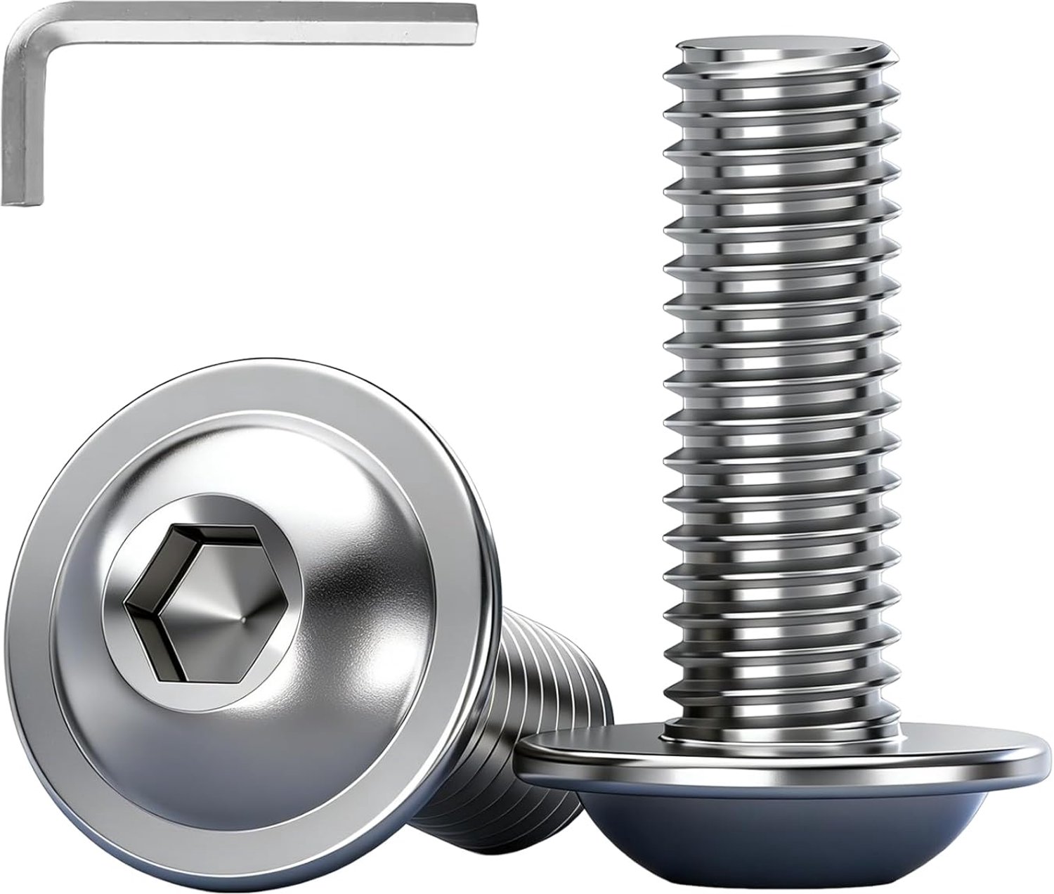 10 Pcs M8x50mm Lens Head Screws with Stainless Steel A2 V2A Flange,Hex Socket Head Screws with Hex Key for Furniture - ShopVlot