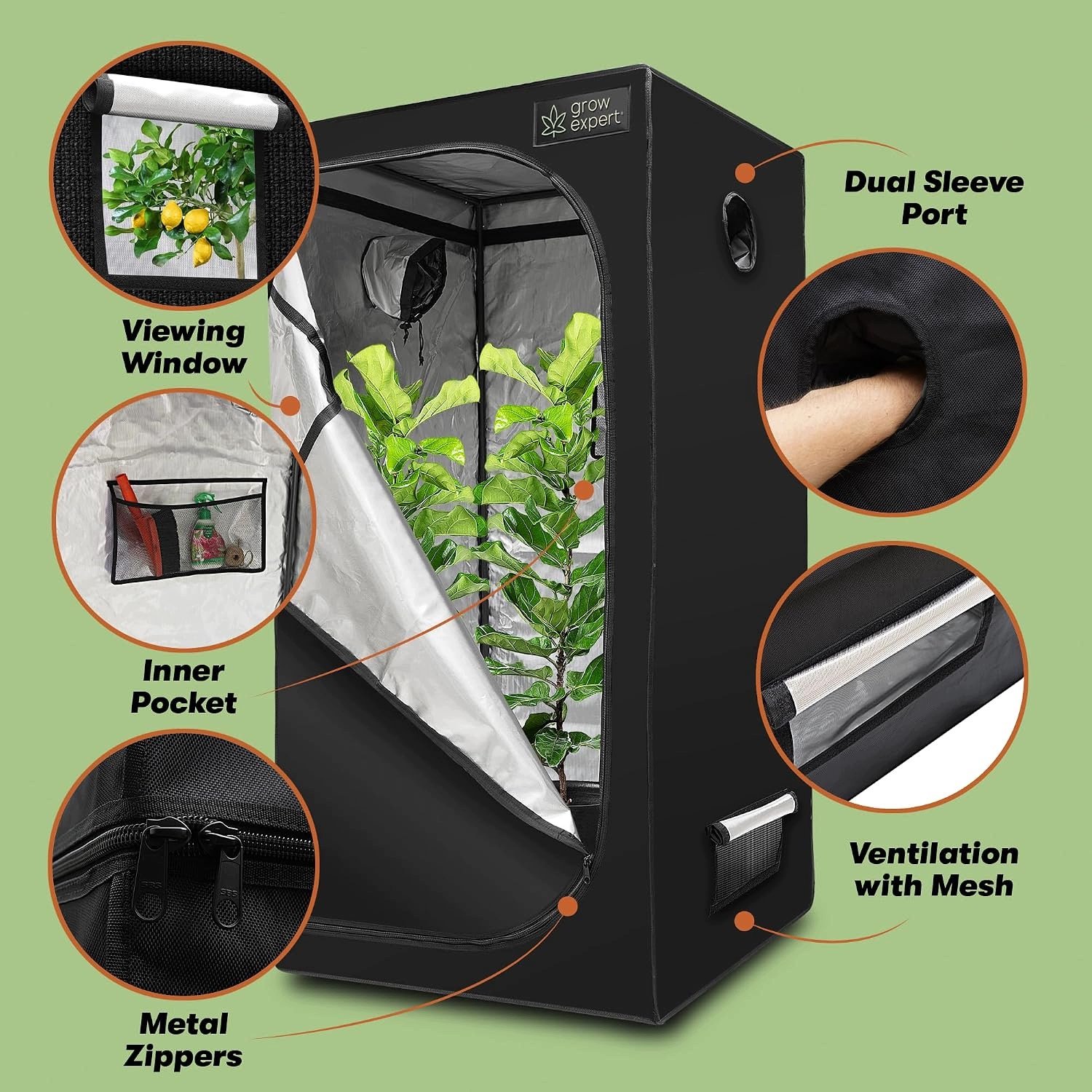 Premium Grow Tent 1680D Diamant Reflectie Hoge Ritsen