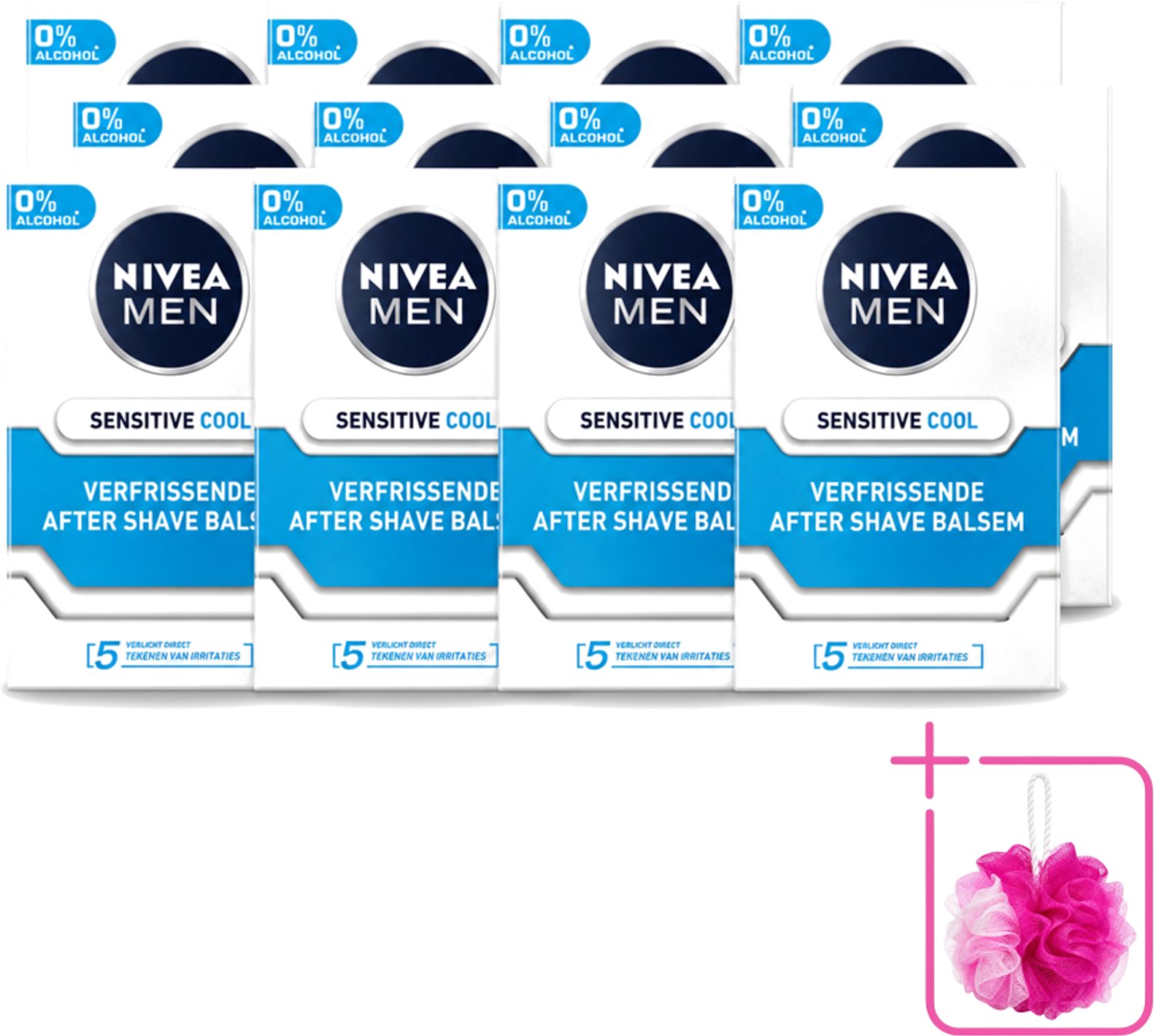 12 x Nivea - Men - Sensitive Cool Aftershave Balsem - Zeewierextract & Kamille - Alcoholvrij - 100 ml - Bulkverpakking - Aftershave balsem - Alcoholvrij aftershave