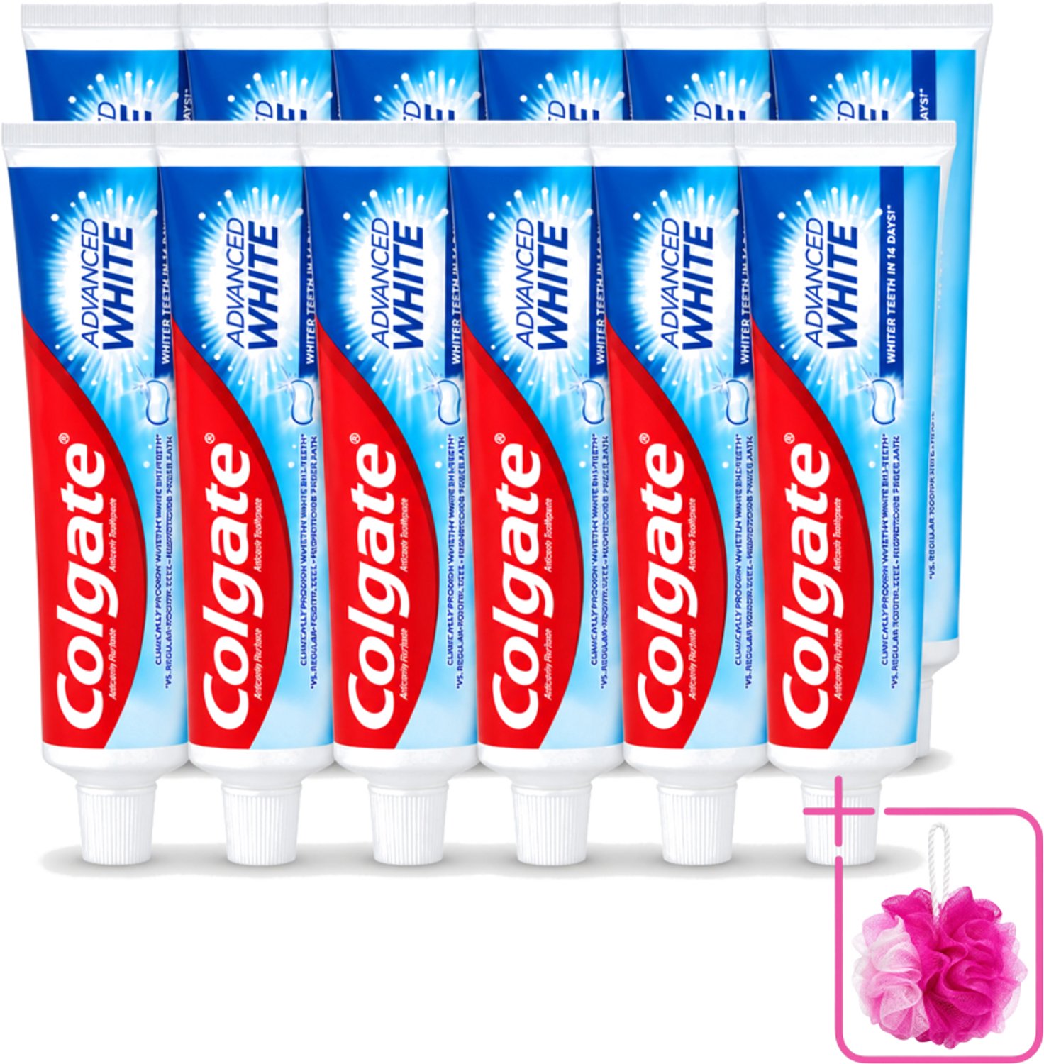 12 x Colgate - Advanced White - Tandpasta - 100ml - Bulkverpakking - Tandpasta - Douchemop - Witte tanden