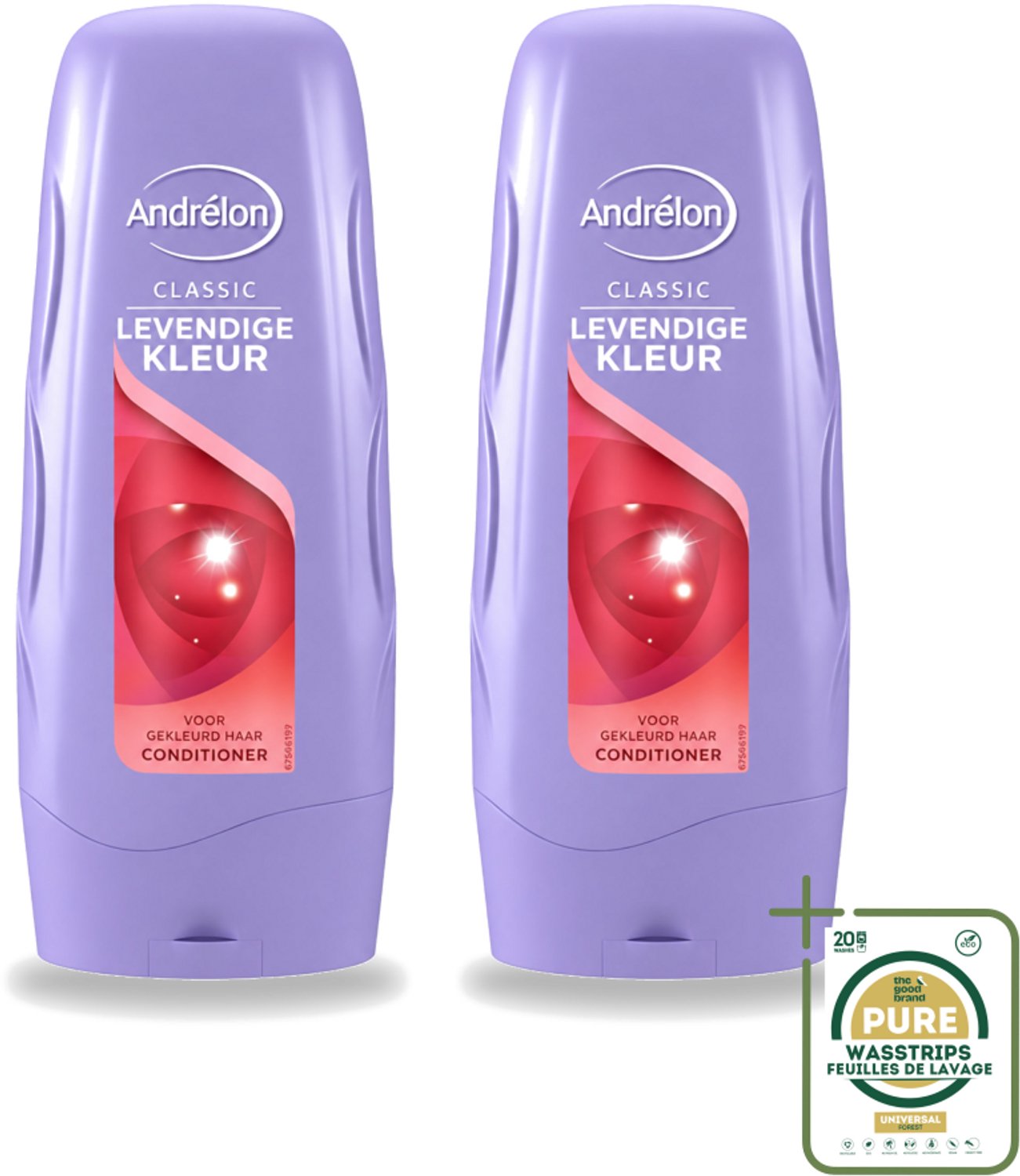 2 x Andrélon - Levendige Kleur - Conditioner - Kleurbehoud & Glans - 300 ml - Wasstrips - Gekleurd Haar - Kleurbehoud - Glans - Haar Verzorging - Haar Verzorging Gekleurd Haar