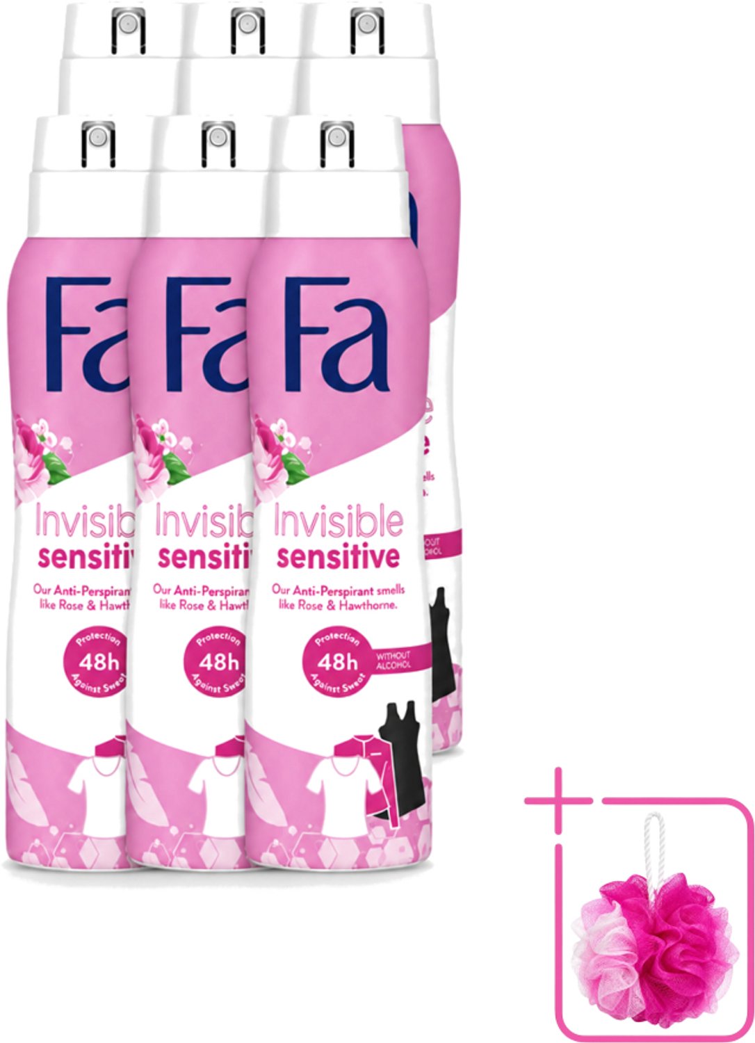 6 x Fa - Deodorant Spray - Invisible Sensitive - Anti-transpirant & Perspirant - 150 ml - Bulkverpakking - Deodorant spray - Anti-transpirant